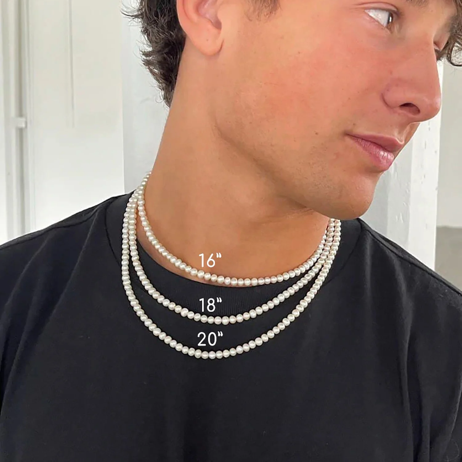 INS Style Fashion Jewelry Choker Multi-layer Bead Chain Stainless Steel Pearl Necklace for Man Woman