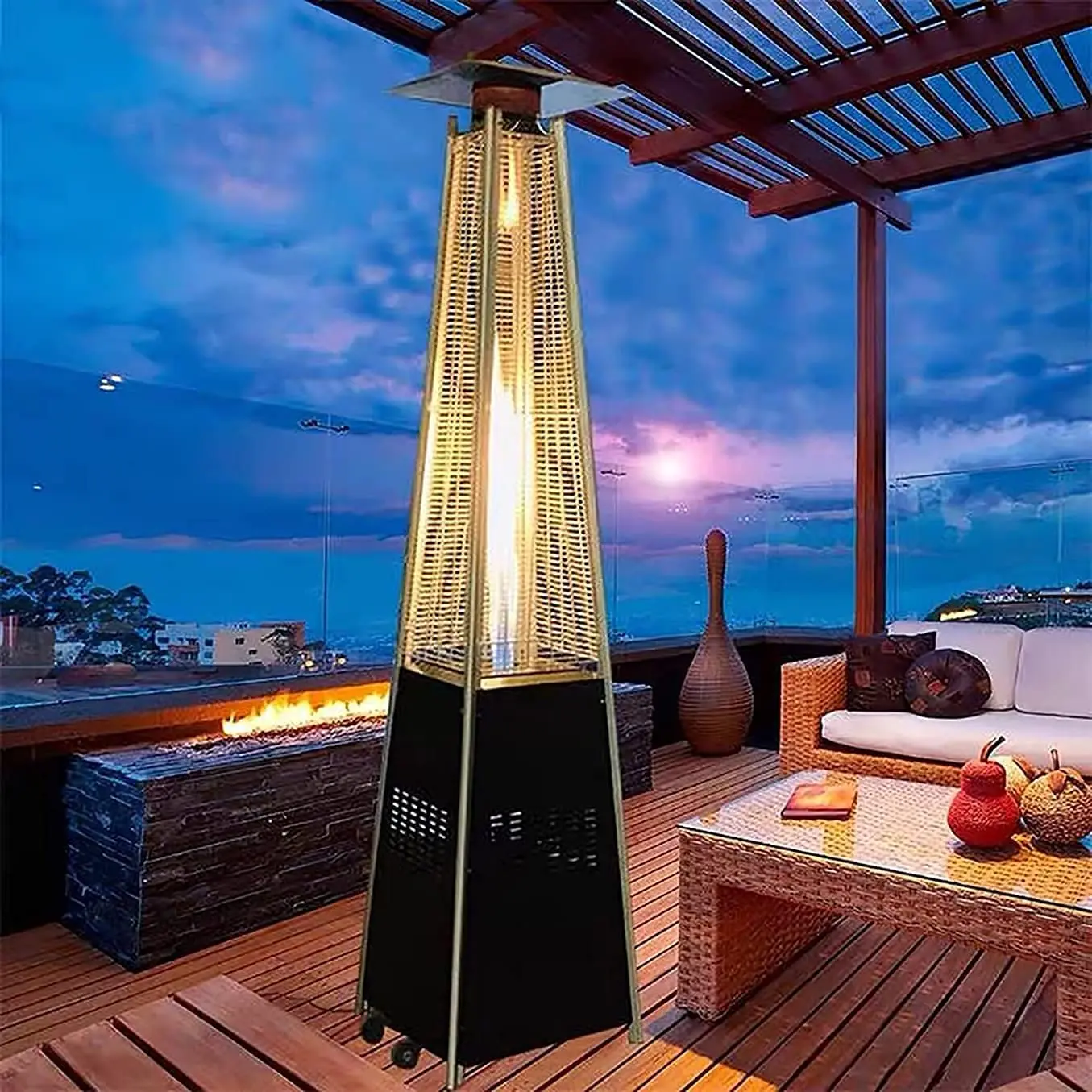 

Standing Waterproof Pyramid Propane Infrared Patio Heater Cover Outdoor Patio Heater Gas Patio Heater, Bronze