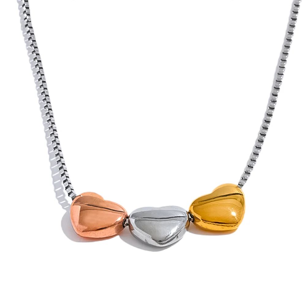

JINYOU 381 Heart Love 3 Color Pendant Stainless Steel Fashion Classic Necklace Bracelet Jewelry Set Waterproof Bijoux Girlfriend