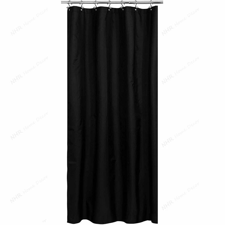 

Fabric Shower Stall Curtain or Liner Hotel Quality, Machine Washable, Water Repellent - Black Rod Bathroom Sets With Shower Curt