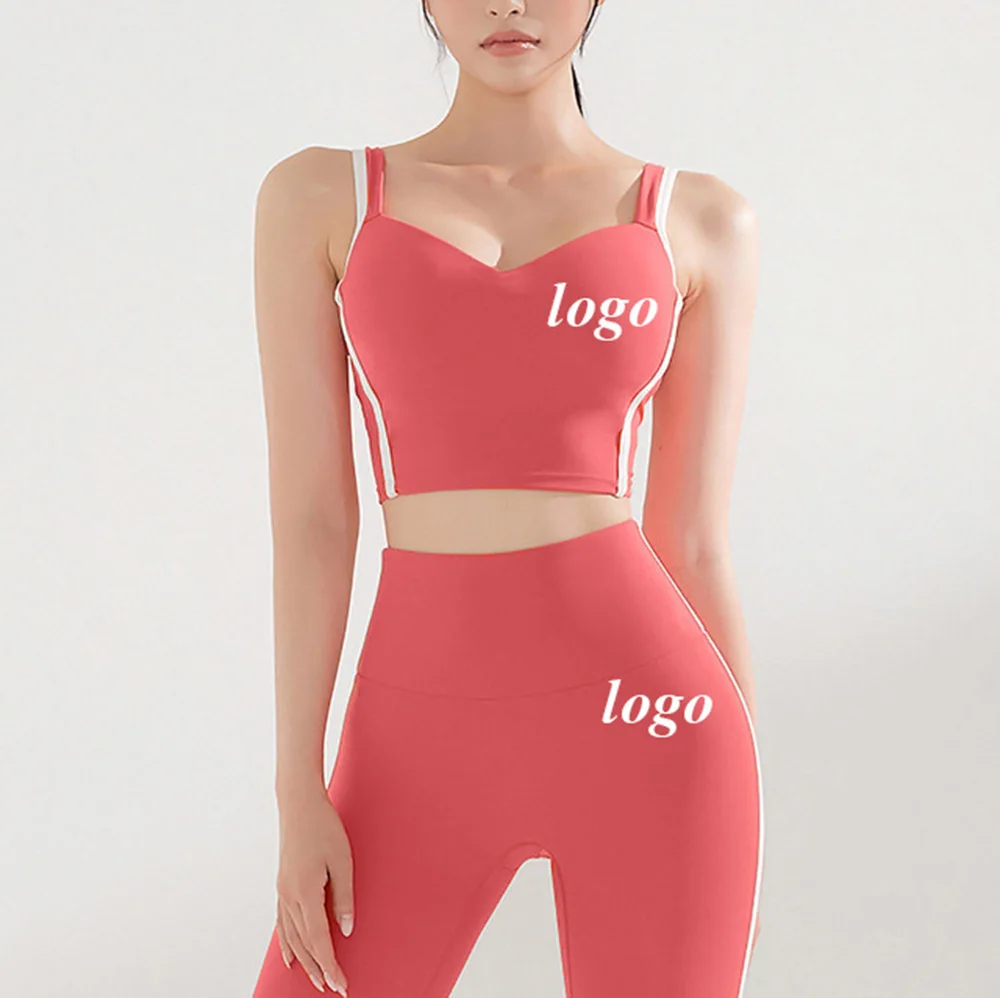 

2022 fast shipping low moq gym fitness sets cross-chest tie-dye yoga clothes elastic colorblock yoga set, Solid