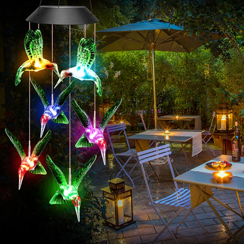 

garden supplies outdoor led color changing wind chimes patio smart solar light for home wedding party decor, Rgb lighting with 6 modes