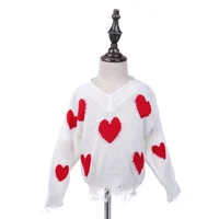 

2020 New Arrival Mommy and Me Heart-shaped Distressed Sweater customizable Sweater