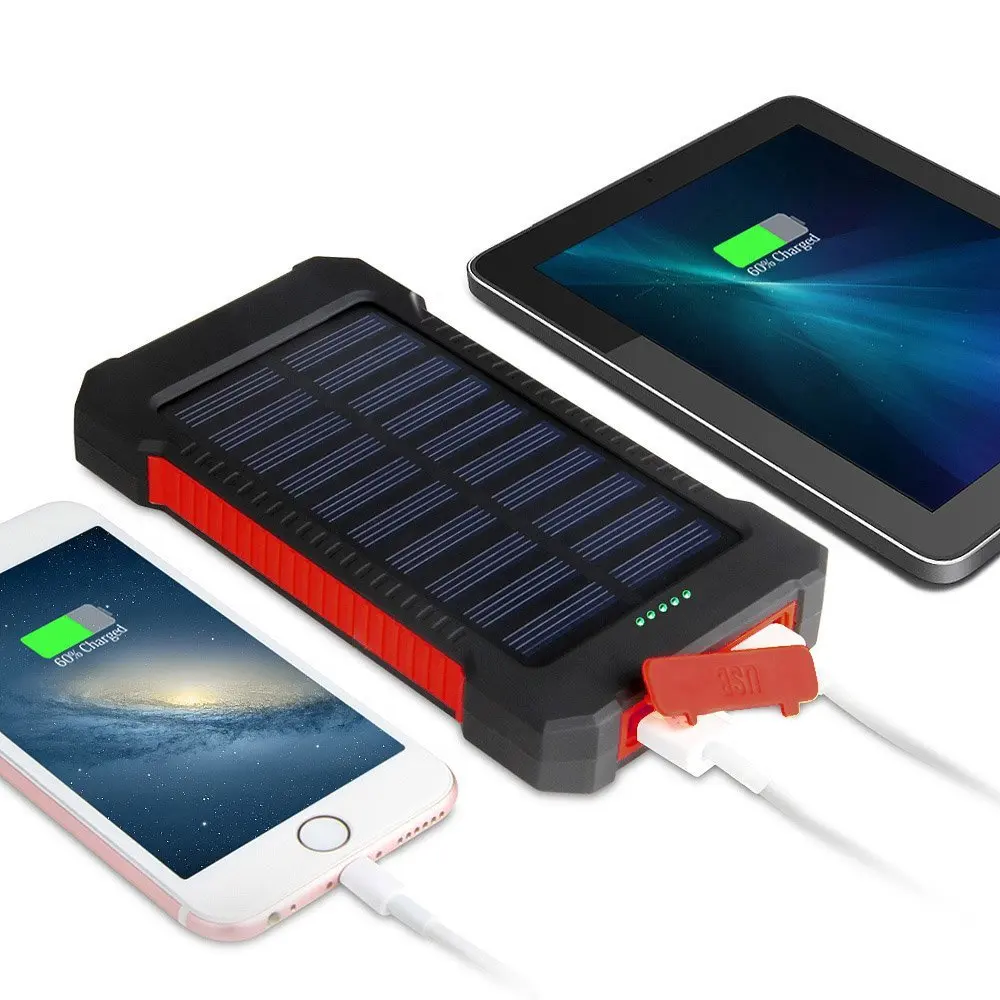 

new product 2022 waterproof solar power bank 20000mah Dual USB LED light Solar Battery Charger Travel Powerbank for All Phone