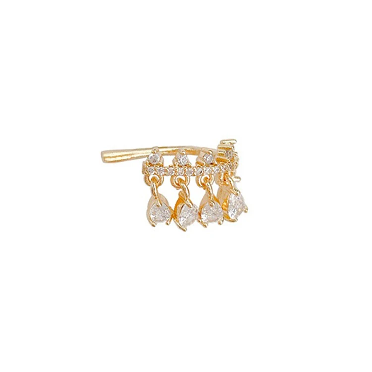 

ADELANTE Luxury Design Copper Plated Gold Ear Bone Clip On Earings With Rhinestone