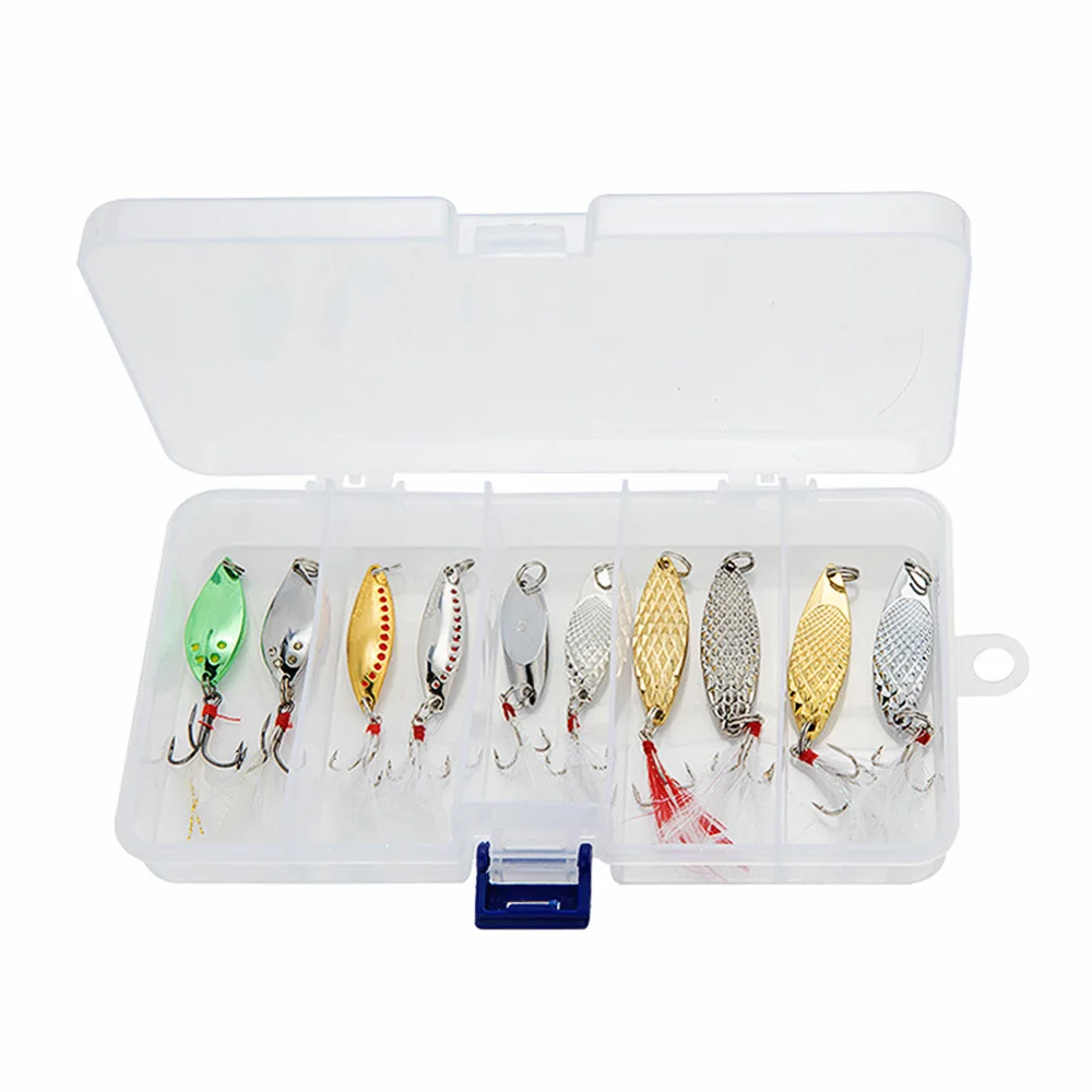 

High Quality Sinking Artificial Bait 5 pcs 10 pcs a Lot Metal Spinner Spoon Hard Fishing Lure Tackle Box, 22 options