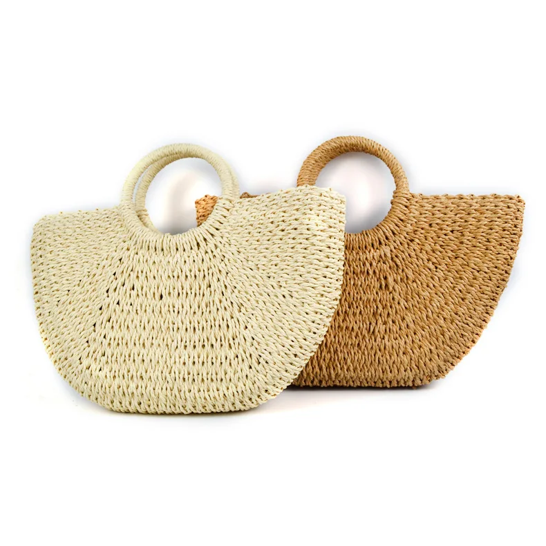

2021 New summer Straw Bag Girls Handbag Women Handbag made Rattan Straw Bag Women tote Woven purse French market basket Round