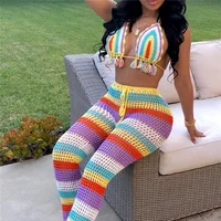 

Hot selling 2 piece women knit clothing ladies pant and bra