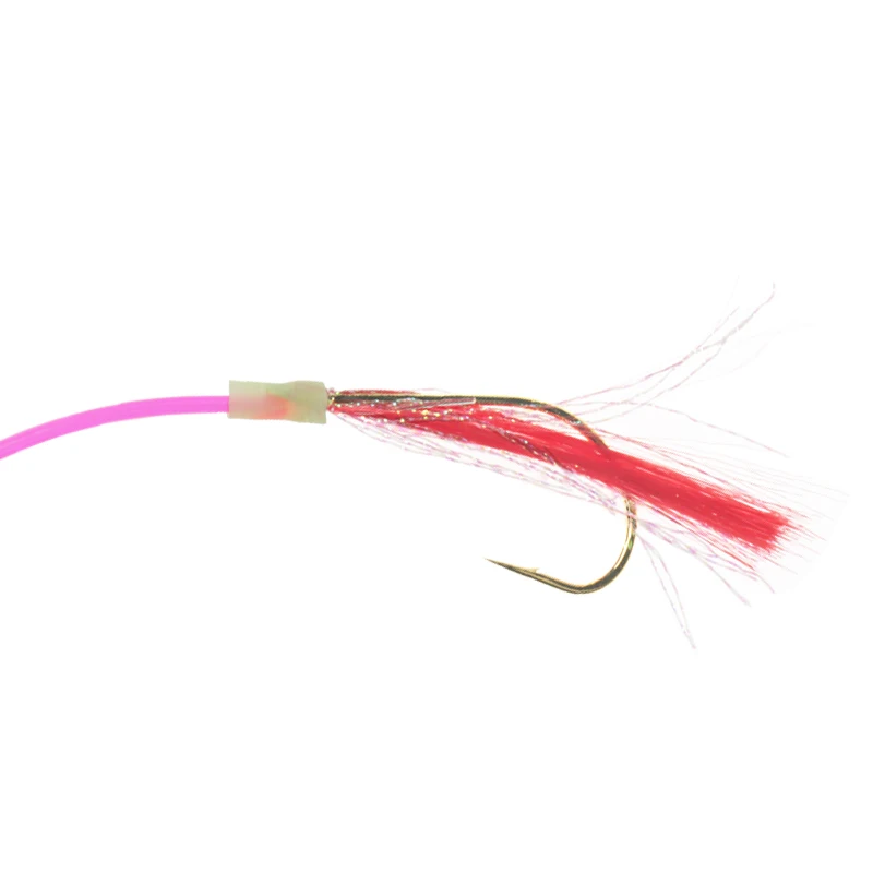 

new Super Strong Hooks with Barb Seawater Hi-Carbon Steel Fishing double hook tassel jiging hook, Red