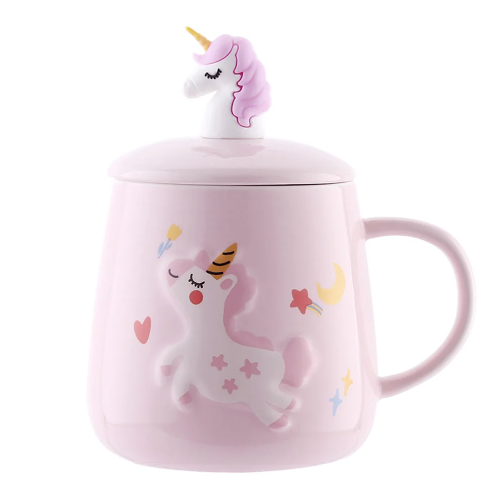 

2021 Promotion Reusable Animal Travel Coffee Nordic Cute Unicorn Cups Mugs Colored Water Bottle New With Lid and Handle, Picture