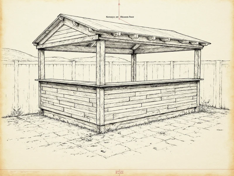DIY outdoor bar construction blueprint with measurements