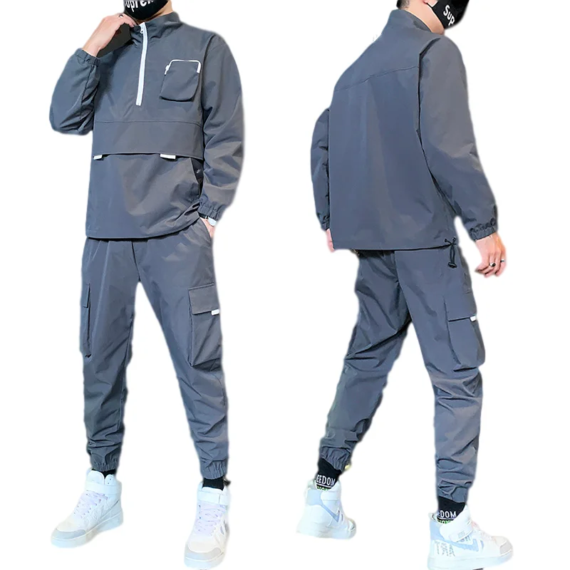 

custom Jogging 2 Pieces spring Blank Sporting mens tracksuits set Male Fitness Stand Collar Sweatshirts sweat suits