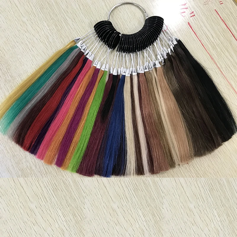 

42 Hot Colors Top Quality Natural Human Hair Color Ring/Color Chart/Color Swatches