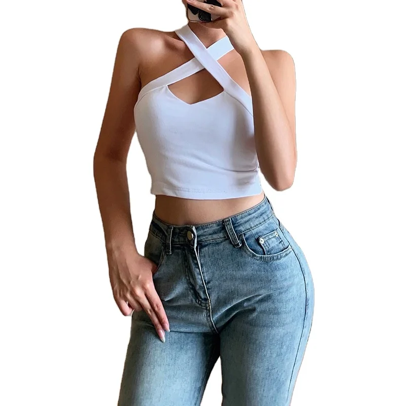

European and American foreign trade new style sexy self cultivation hollow sports yoga cross sling vest, White,black