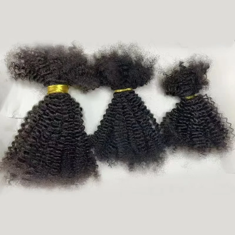 Wholesale European Kinky  Hair Extensions Remy Virgin Hair Without Boho Braids  Double Weft Bulk Purchase