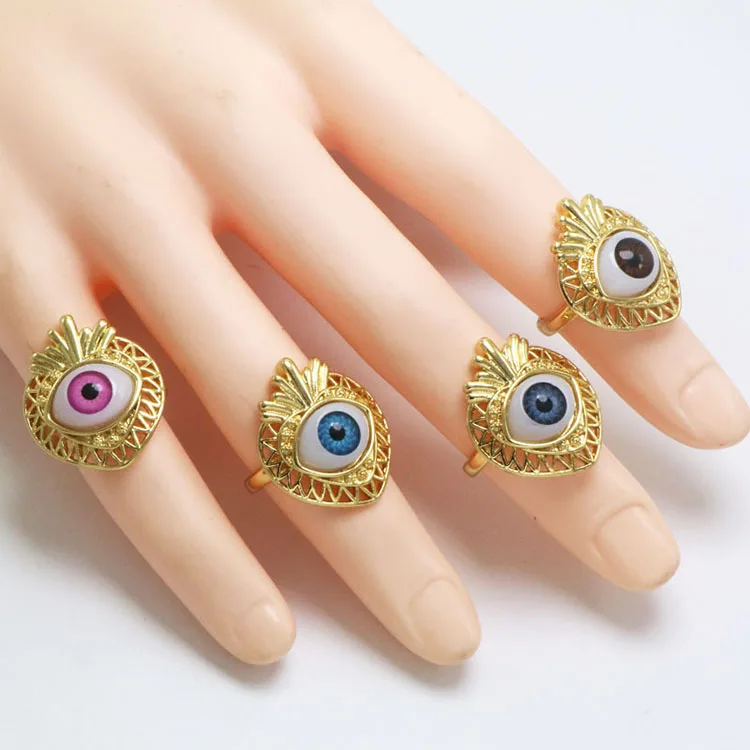 

RA1096 18k Gold Plated Multicolor Colorful Evil Eyes Daisy Carrot Shape Rings for Women 2021