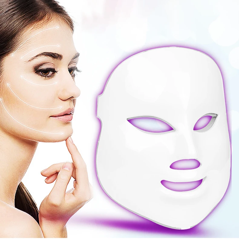 

7-colors-led-light-beauty-face-mask-facial-spa led light therapy facial machine led mask, White