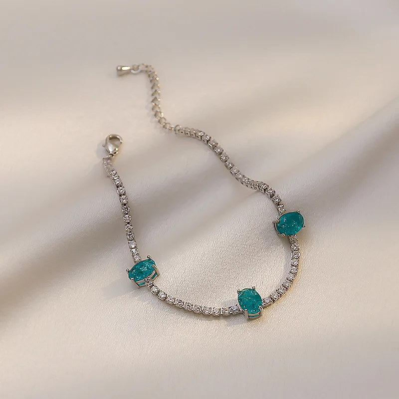 

Vershal D099 Hot Sale High Quality Baby Blue Crystal Fashionable Diamond Tennis Bracelet