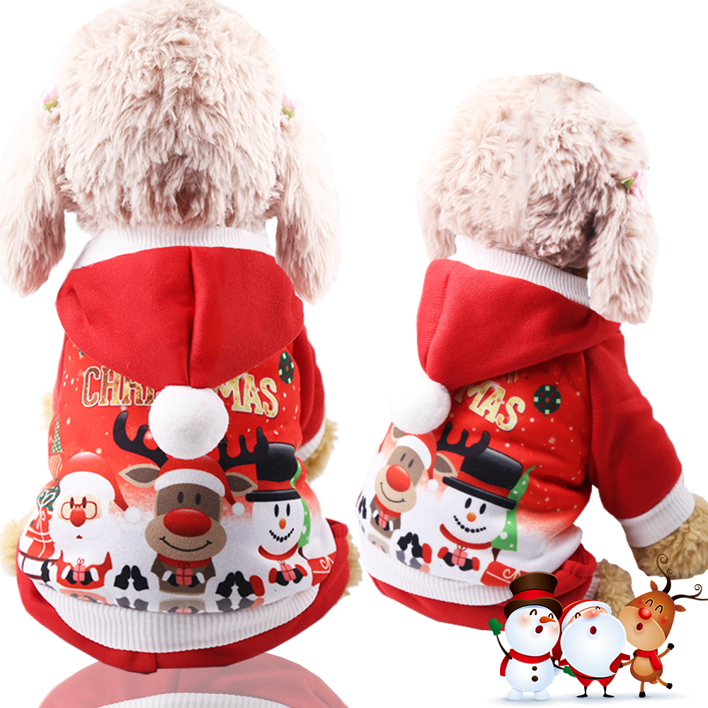 

Wholesale Luxury Hoodie Soft Warm Winter Christmas Pet Dog Clothes, Red