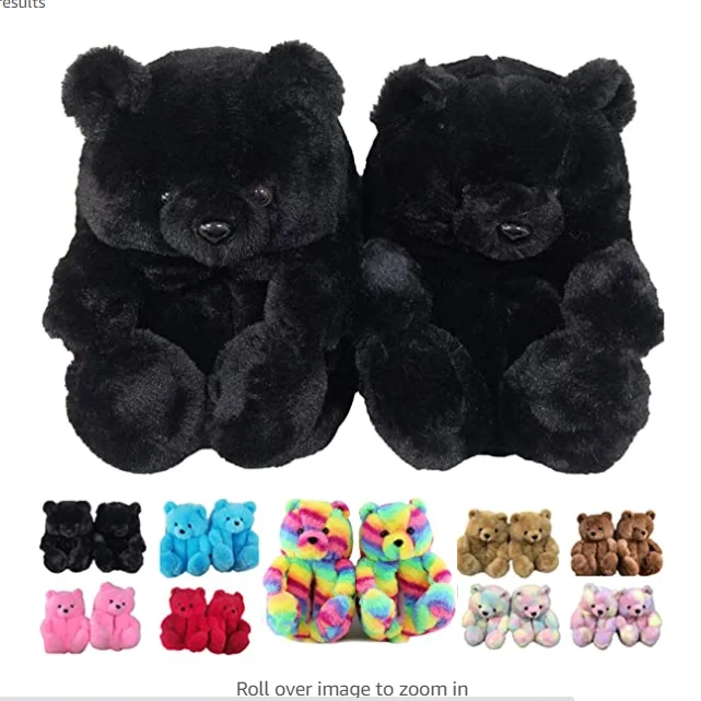 

Newest Designer Teddy Bear fur slipper Casual Custom Comfortable Fuzzy cotton Fashion Warm bear slippers kids