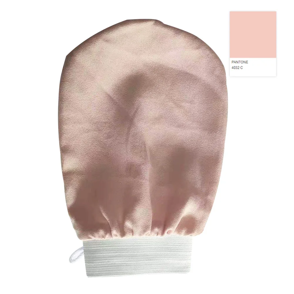 

Luma Hot Sales Pantone 489C Tencel skin exfoliator massage bath glove Tencel exfoliating mittens