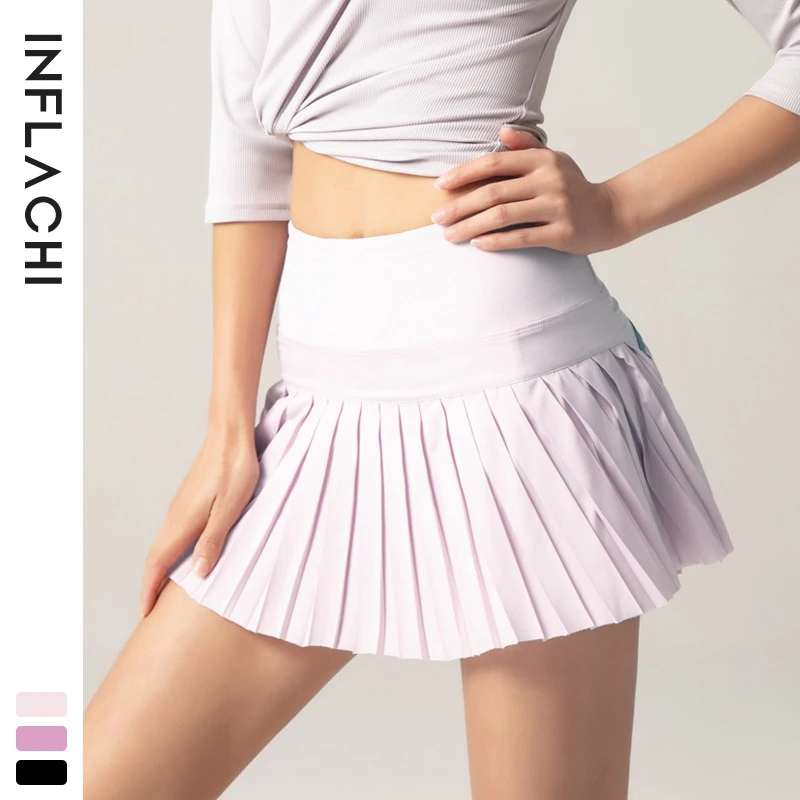 

Outdoor Gym Shorts Skirts For Women High Waist Yoga Shorts Quick Dry Breathable Sports Running Workout Safety Pleated Skirts, Black, purple, pink, dark green