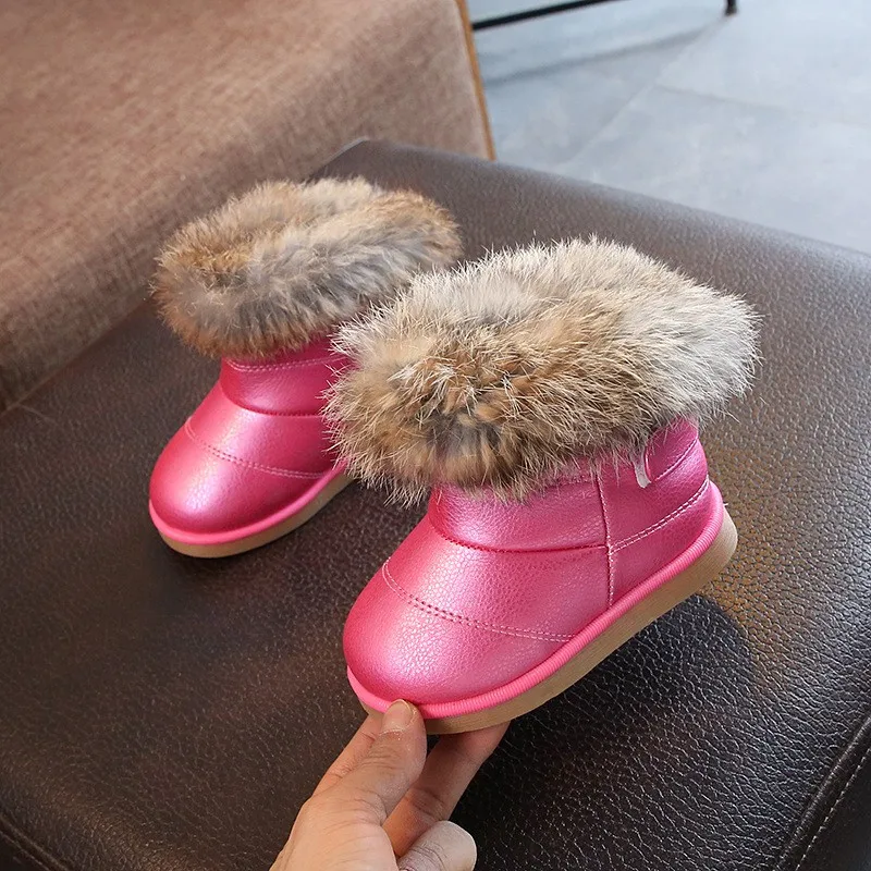 

Fashion Kids Snow Boots for Girls Boys Winter Boots Baby Fur Warm Plush Shoes Children Running Cotton Shoes toddler Boots