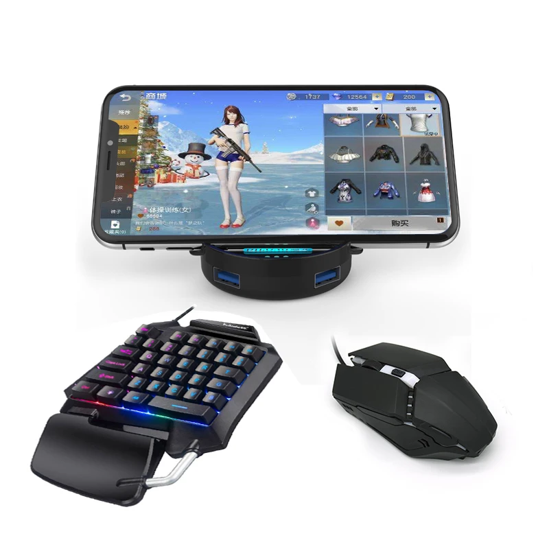 

Factory Mouse&Keyboard&Adaptor Android and IOS controllers, Black