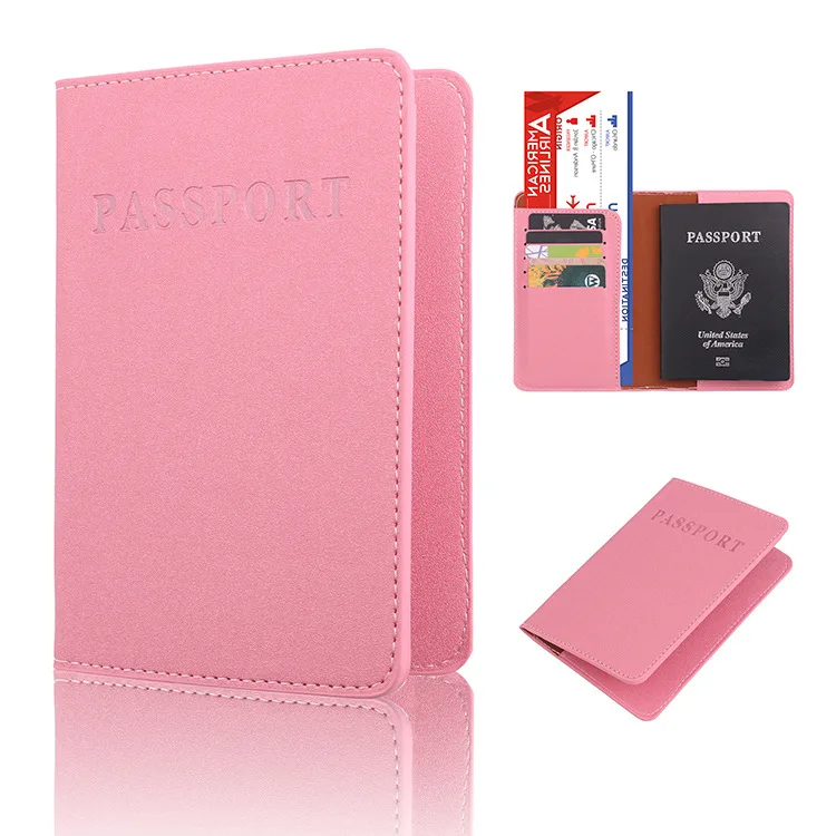 

Colorful PU Leather Travel Passport Holder Cover Wallet with Card Slot Ticket Holder for Women, Pink, blue, gray, red, orange