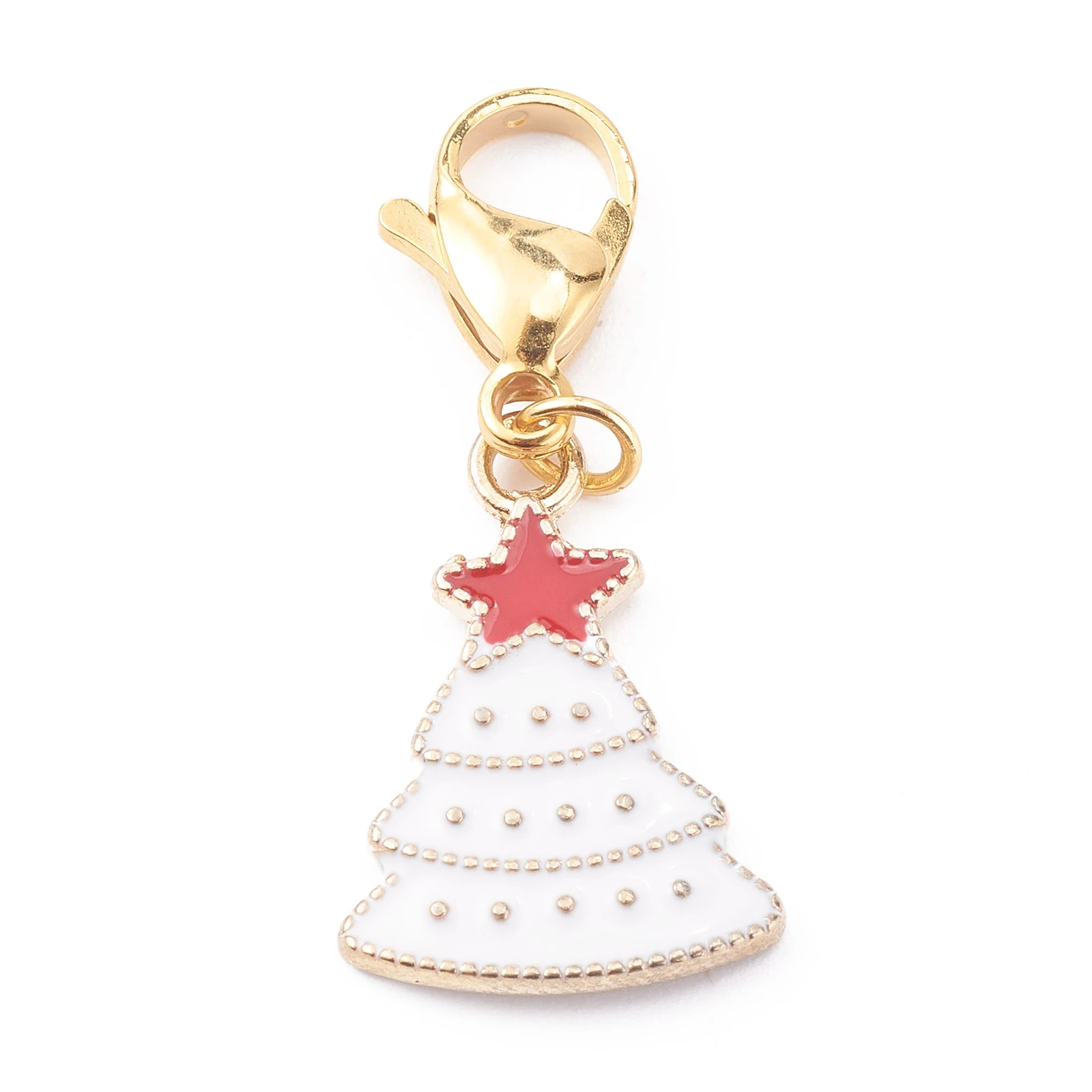 

PandaHall Christmas Tree with Star White Alloy Enamel Pendants