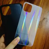 

Hot Selling Luxury Aurora Plating Tempered Glass Blank Mobile Case Back Cover For iphone11