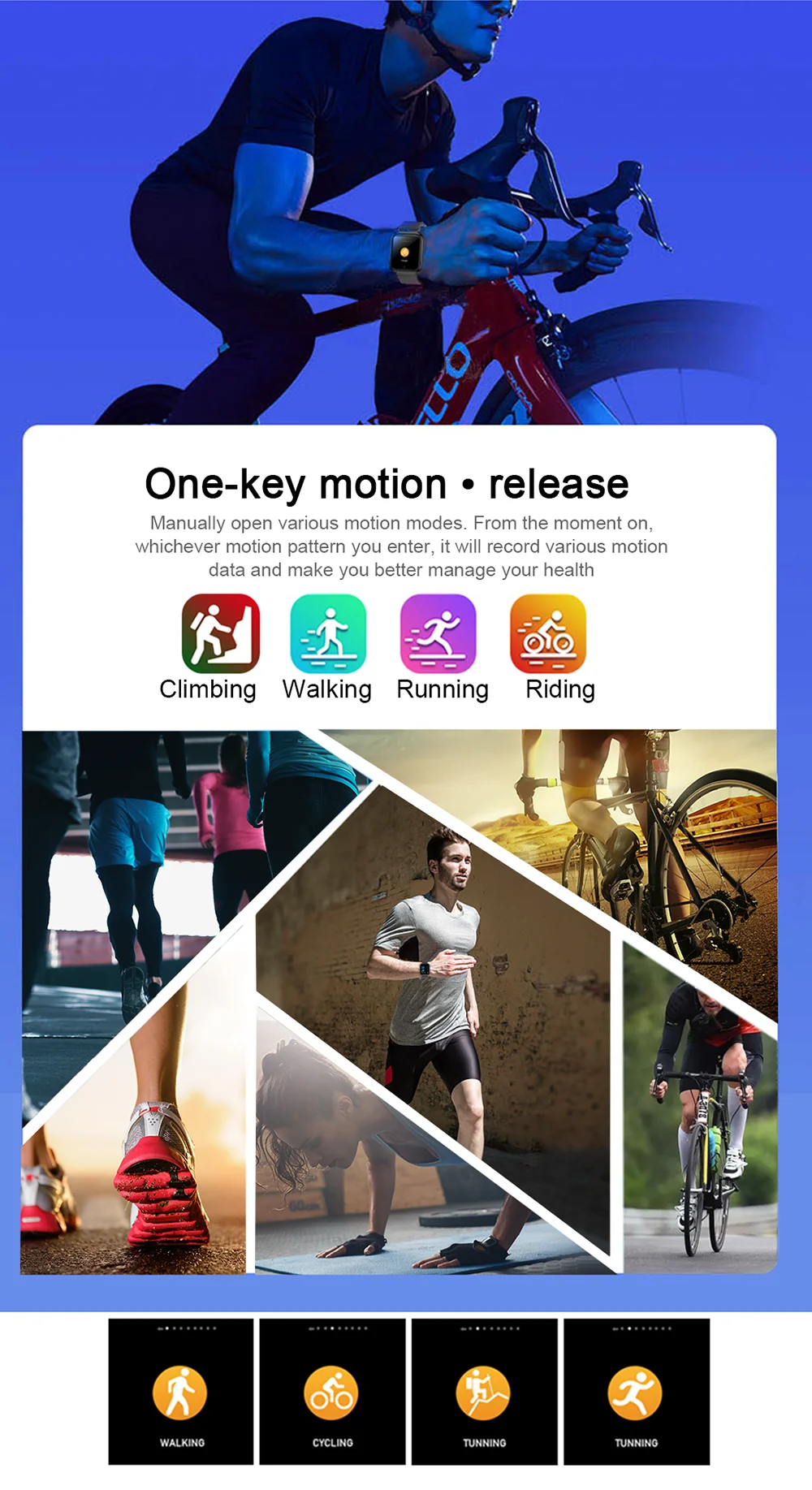 Creatway factory super slim metal Touch Screen sport Smart Watch  fitness tracker for iPhone and Android smartphone