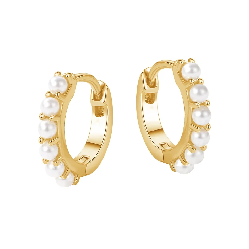 

nagosa minimalist jewelry 18k gold vermeil 925 sterling silver shell pearl huggie hoop earrings for women