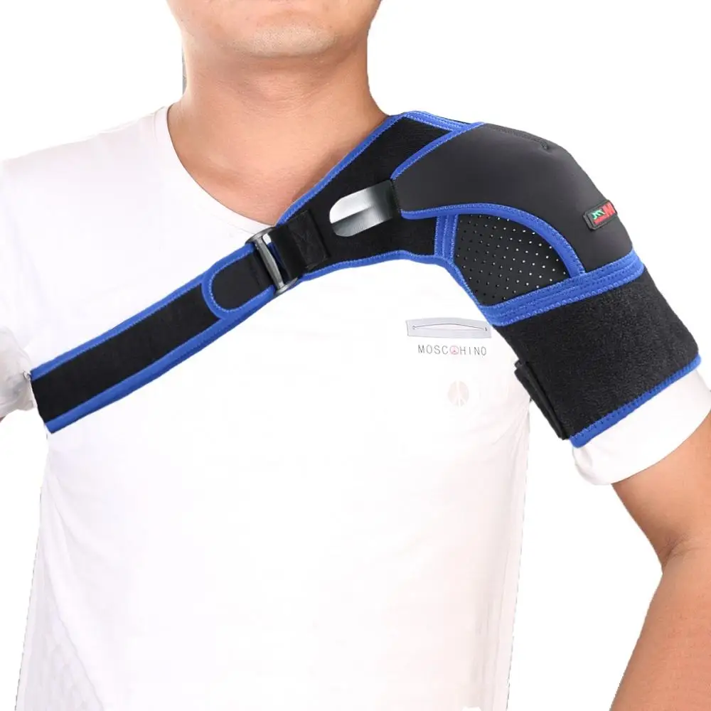 

G06 Shoulder Brace Shoulder Support with Adjustable Strap for Therapy Pain Relief Injuries Recovery Shoulder Protector, Black blue