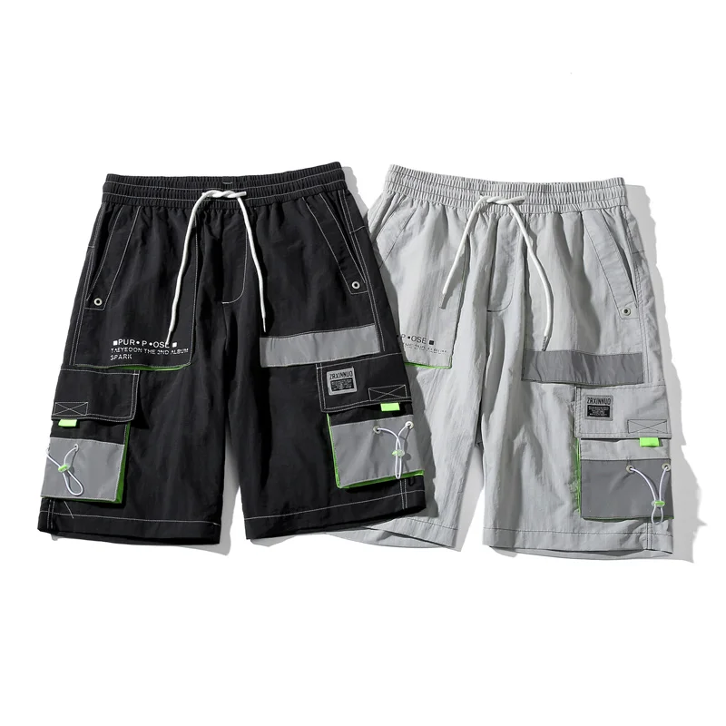 

CKD206 Men's Summer New Multi-pocket Straight Polyester Shorts Men Cargo Shorts Pants