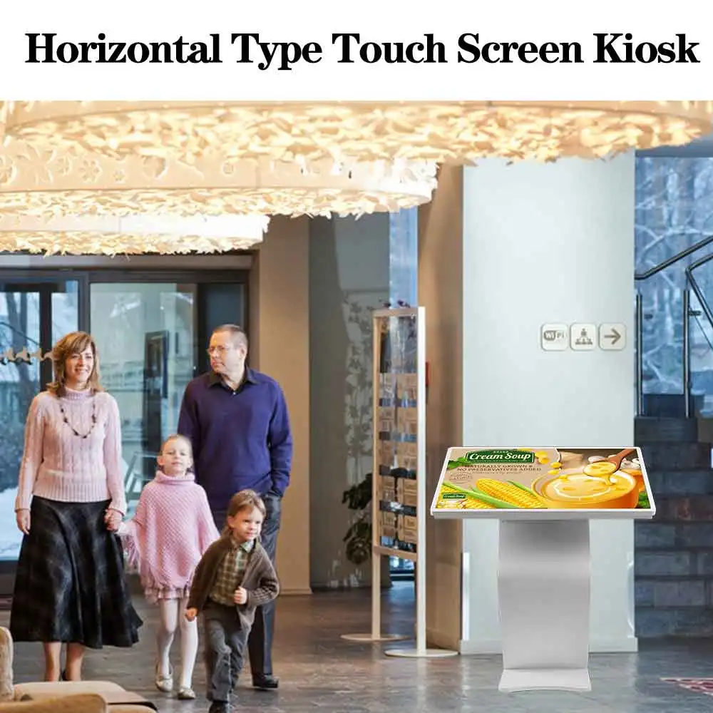 Monitor multi touch screen floor stand display advertising lcd information interactive kiosk for hotel bank shopping mall