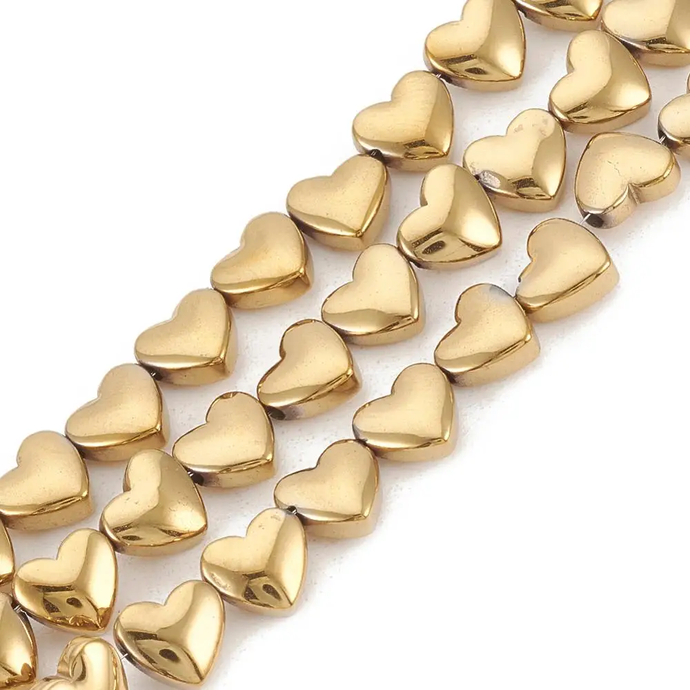 

Pandahall Heart Light Gold Plated Non-magnetic Synthetic Hematite Beads