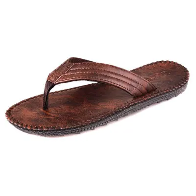 

British style fashion archaize flat summer leather men's slippers shoes, Black/deep brown/light brown