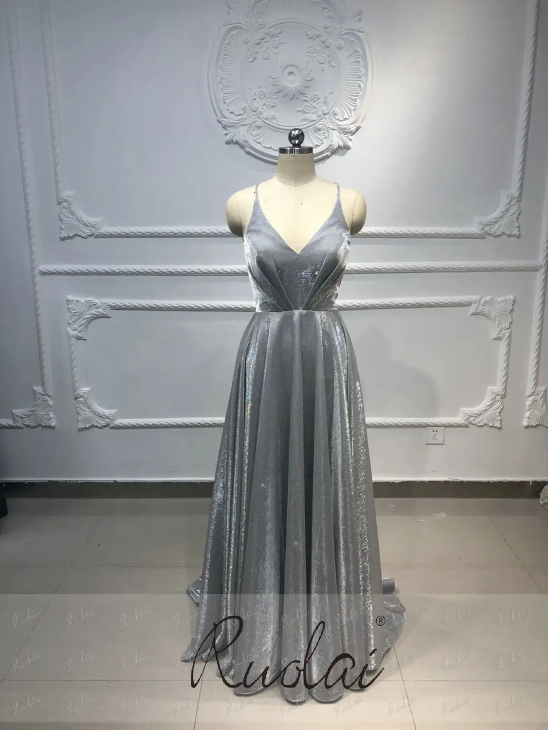 silver glitter dress long