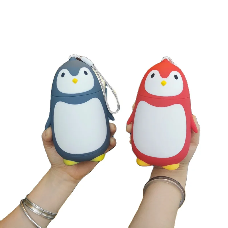

UCHOME penguin shape double wall glass water bottle with lid, Many colors can be choosed