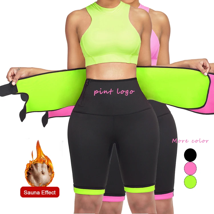

New Arrival Comfort Fashion Green Sweat Shorts Shaper With Waist Trainer Belt Shaper Body Slim Shaper