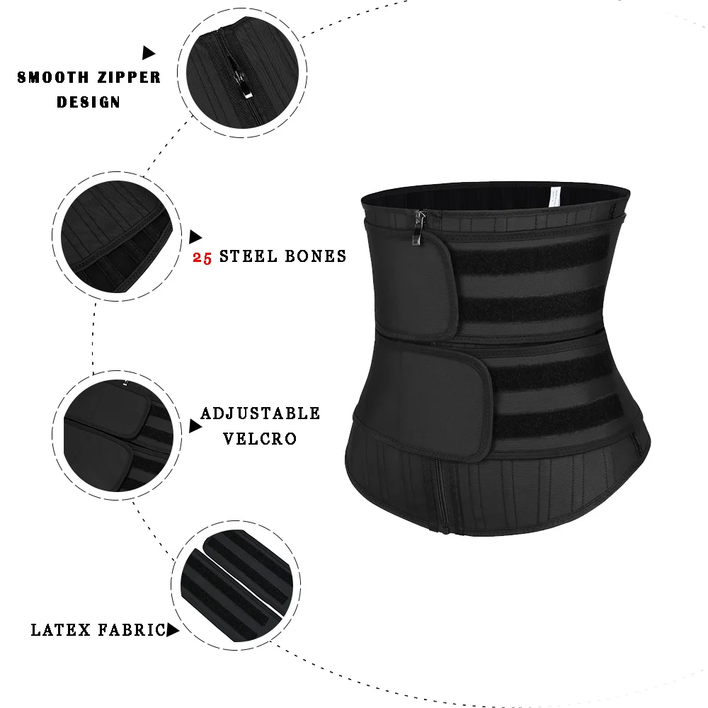 New Pattern 25 Steel Boned Waist Tummy Control Custom Logo Double Strap Waist Trainer