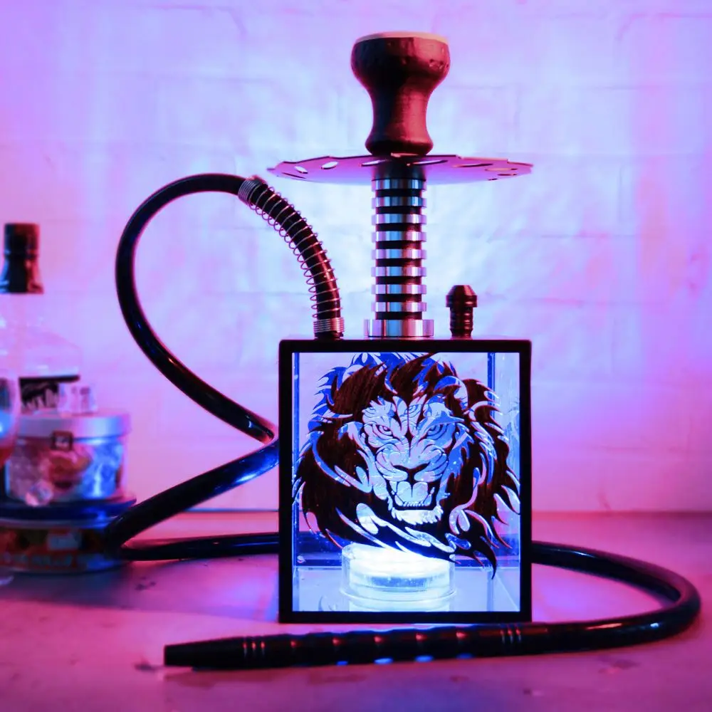 

2021 New led hookah colorful shisha narguile acrylic hookah led hookah shisha, Mixed