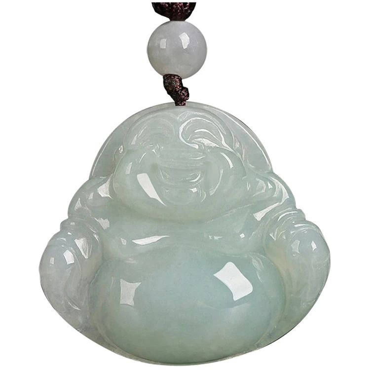 

Certified Grade A Natural Myanmar Jade Glutinous Ice Species Buddha Maitreya Buddha Pendant Jade Pendant Female Models Myanmar