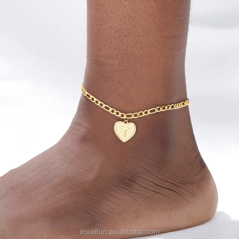 

Fashion Anklets Foot Jewelry Letter Ankle Bracelet Set Wholesale Beach Heart Initial Gold Cuban Link Chain Anklets For Women