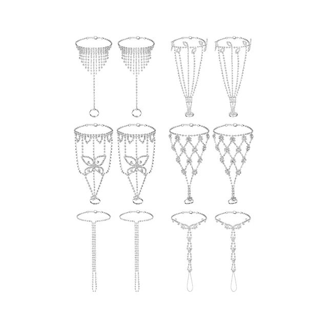 

Wholesale Popular Inlaid Crystal Shiny Pendant Anklet Wedding Bohemian Beach Anklet for Women, Silver color