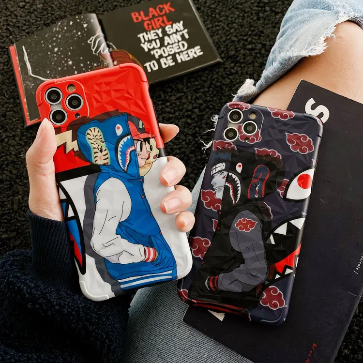 

for iPhone 11 Pro Max 12 pro Xs Max Fashion Brand Aape Bape Camo Shark Naruto Pokemon Case