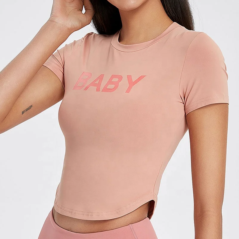 

Ladies Yoga Fitness Cropped Shirt Gym Top Tee T Shirts For Womens