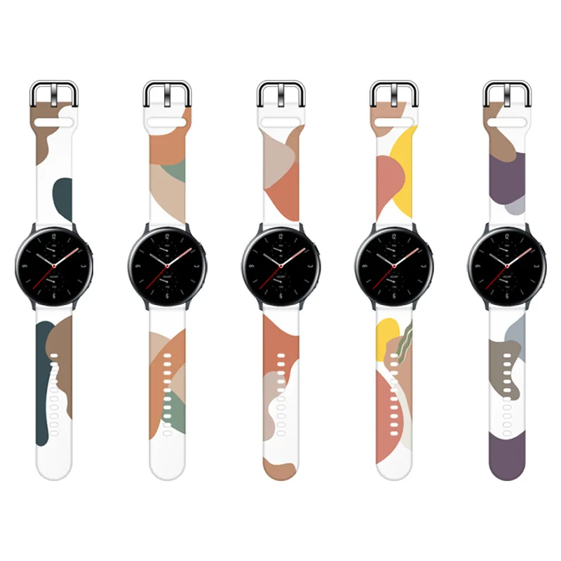 

22mm 20mm Morandi Liquid Silicone strap for Samsung Galaxy watch 3/4 46mm/Active 2 42mm/Huawei watch GT GT2 for Amazfit Bip band, Multi colors/as the picture shows
