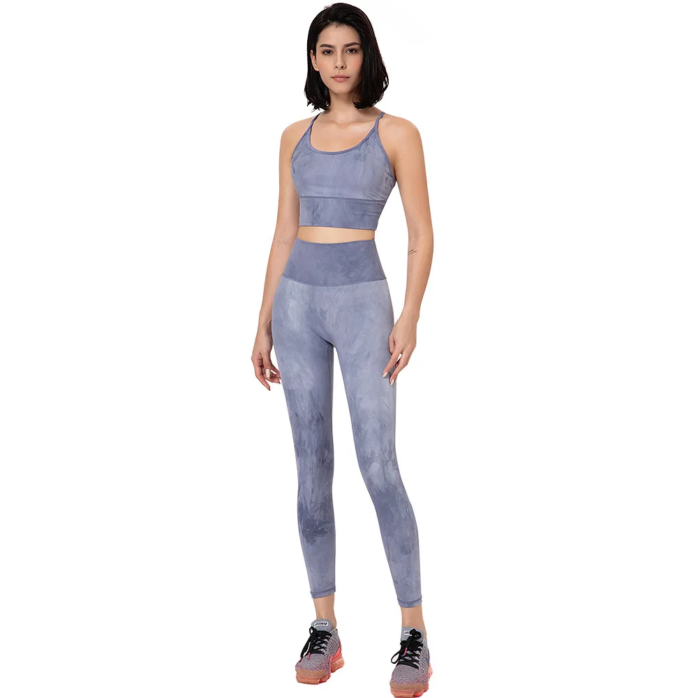 

Spring and summer tie-dye yoga clothes suit women's beauty back sports bra high waist hip lifting quick-drying fitness pants
